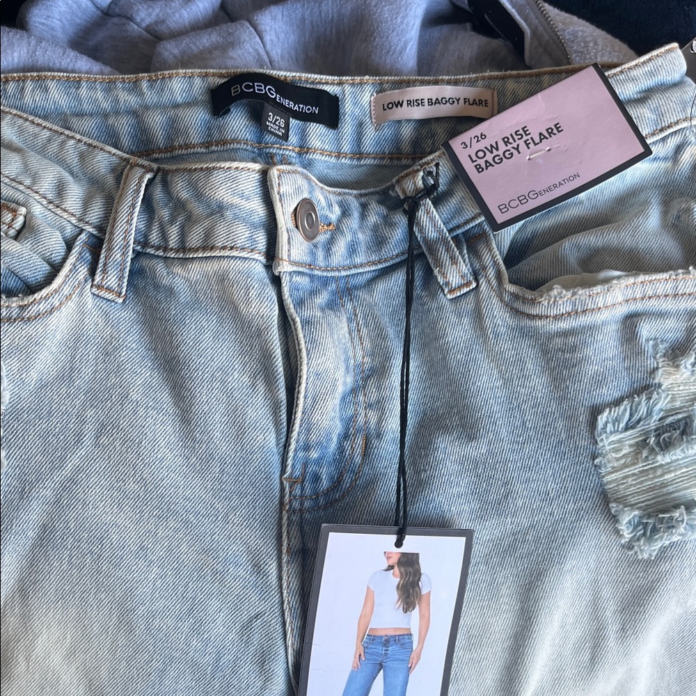 BCBGeneration Light Wash Wide Leg Jeans